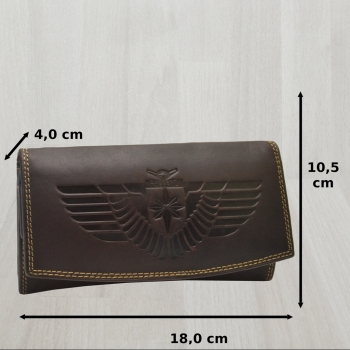 RFID Schutz Große Leder Damen Brieftasche Vintage mit Adler Motiv Biker Geldbörse